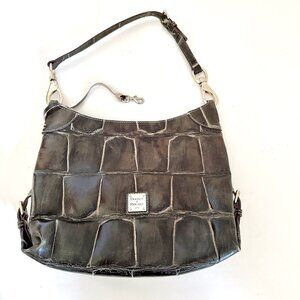 DOONEY & BOURKE DARK GREEN CROCODILE ALLIGATOR HOBO HANDBAG INCLUDES DUSTER